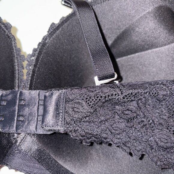Frederick's Of Hollywood Black Lace Push Up Bra Size 38D Convertible - Picture 10 of 15